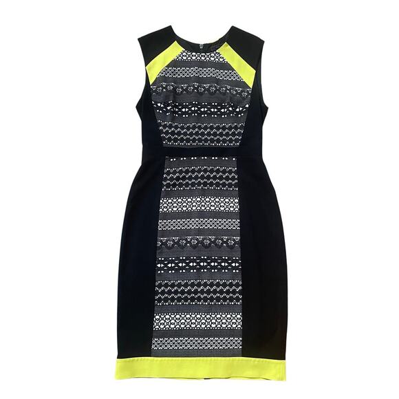 BCBGMAXAZRIA Size 4 Sheath Dress | Neon Trim, Y2K inspired Colorblock, Career - Picture 1 of 5